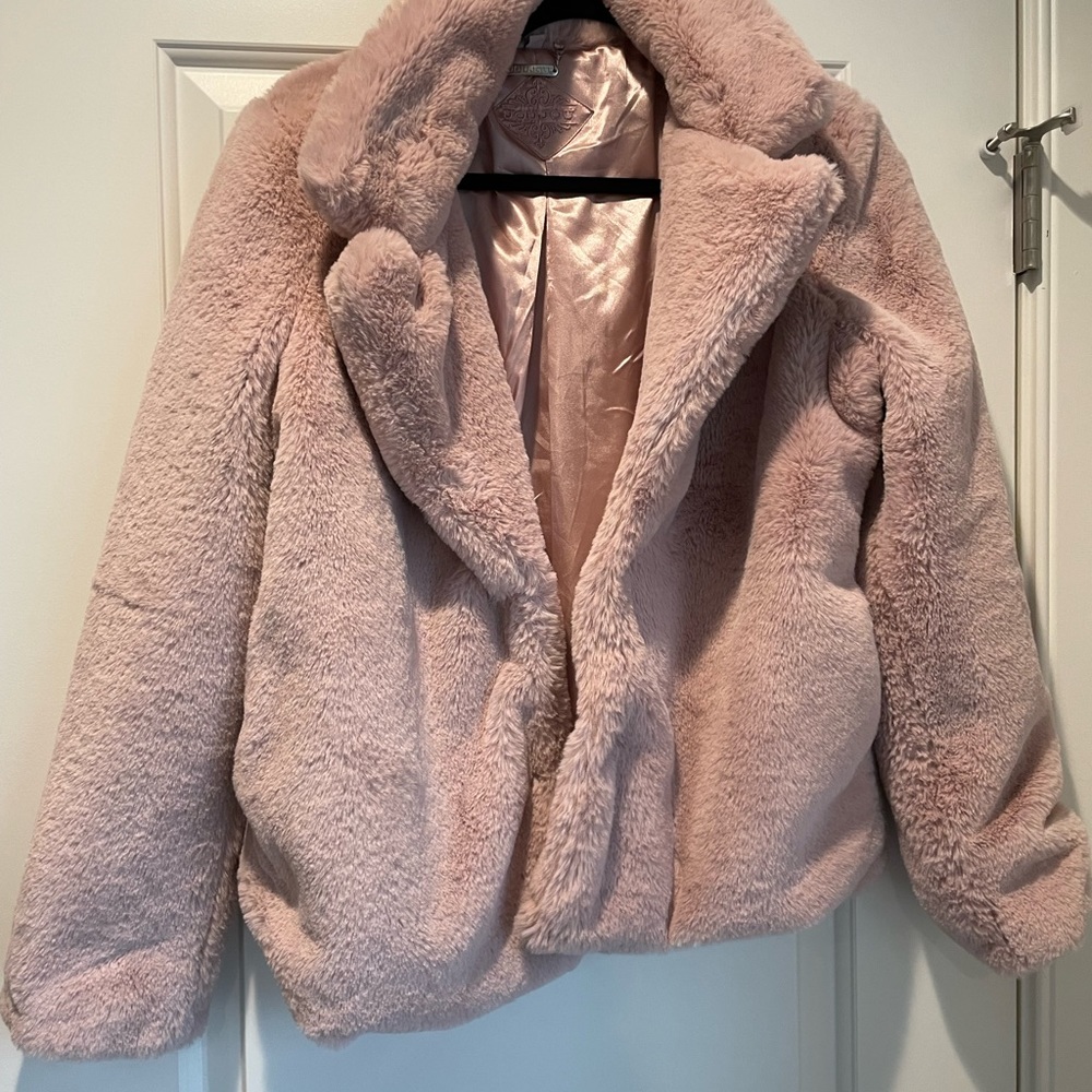 Joujou faux fur dusty pink coat